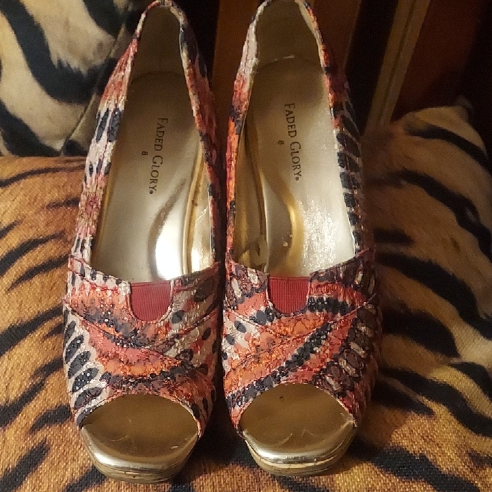 Faded Glory Women's Multicolor Peep Toe Heels